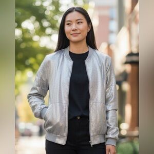 Missguided Silver zip up jacket size 6 great condition